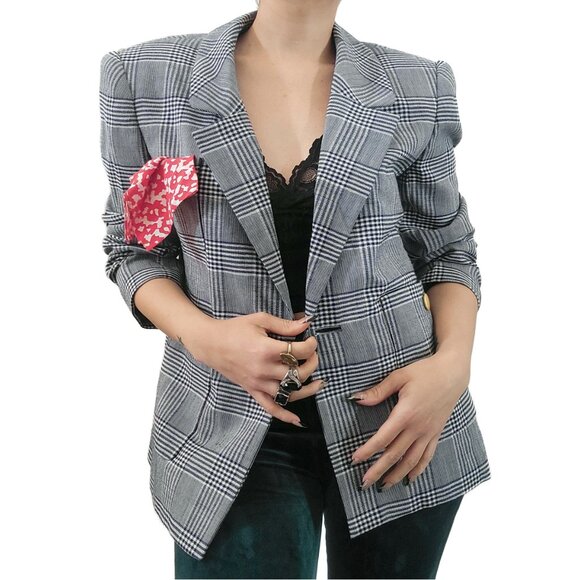 Vintage David Hayes Bonwit Teller Plaid Preppy Dark Academia Plaid Blazer Jacket - Picture 8 of 8